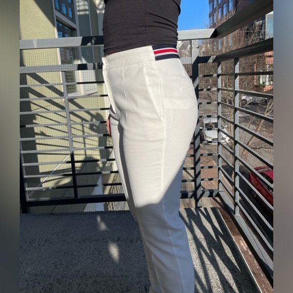 Basic Midrise White Work Pants with Stretch Band - Picture 2 of 6